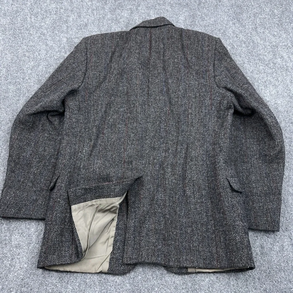 VTG Harris Tweed Donegal Flecked Blazer 42T Gray Scottish Wool Wm.‎ H Leishman